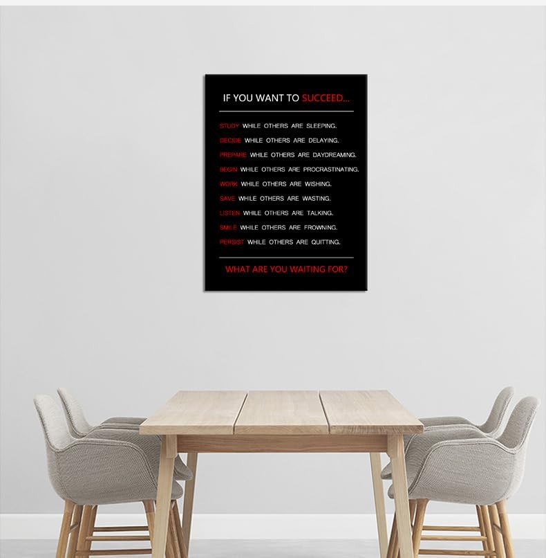 If You Want to Succeed Inspirational Canvas Wall Art for Office Motivational Painting Positive Entrepreneur Quotes Poster Pictures Print Wall Decor Artwork for Living Room Framed [18''Wx 24''H]