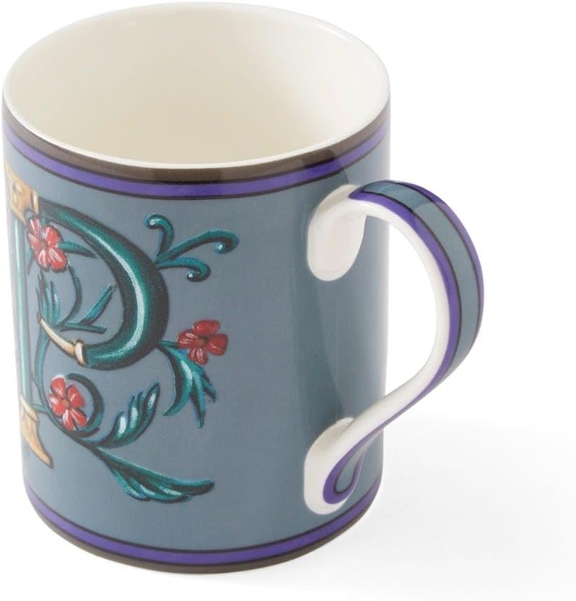 Spode Kit Kemp Alphabet Mug - Letter P Monogram in Fine China, 12oz Ceramic Coffee Cup for Hot Drinks, Personalized Drinkware for Unique Gifts, Dishwasher Safe Tea or Coffee Mug - Gift Box Included