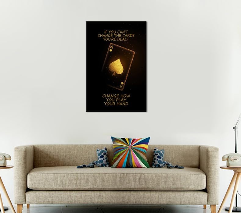 Inspirational Wall Art Motivational Poster Poker Game Quotes Wall Decor for Living Room Bedroom Office Bathroom Canvas Print Artwork Framed Art Decoration Ready to Hang [24''Wx 36''H]