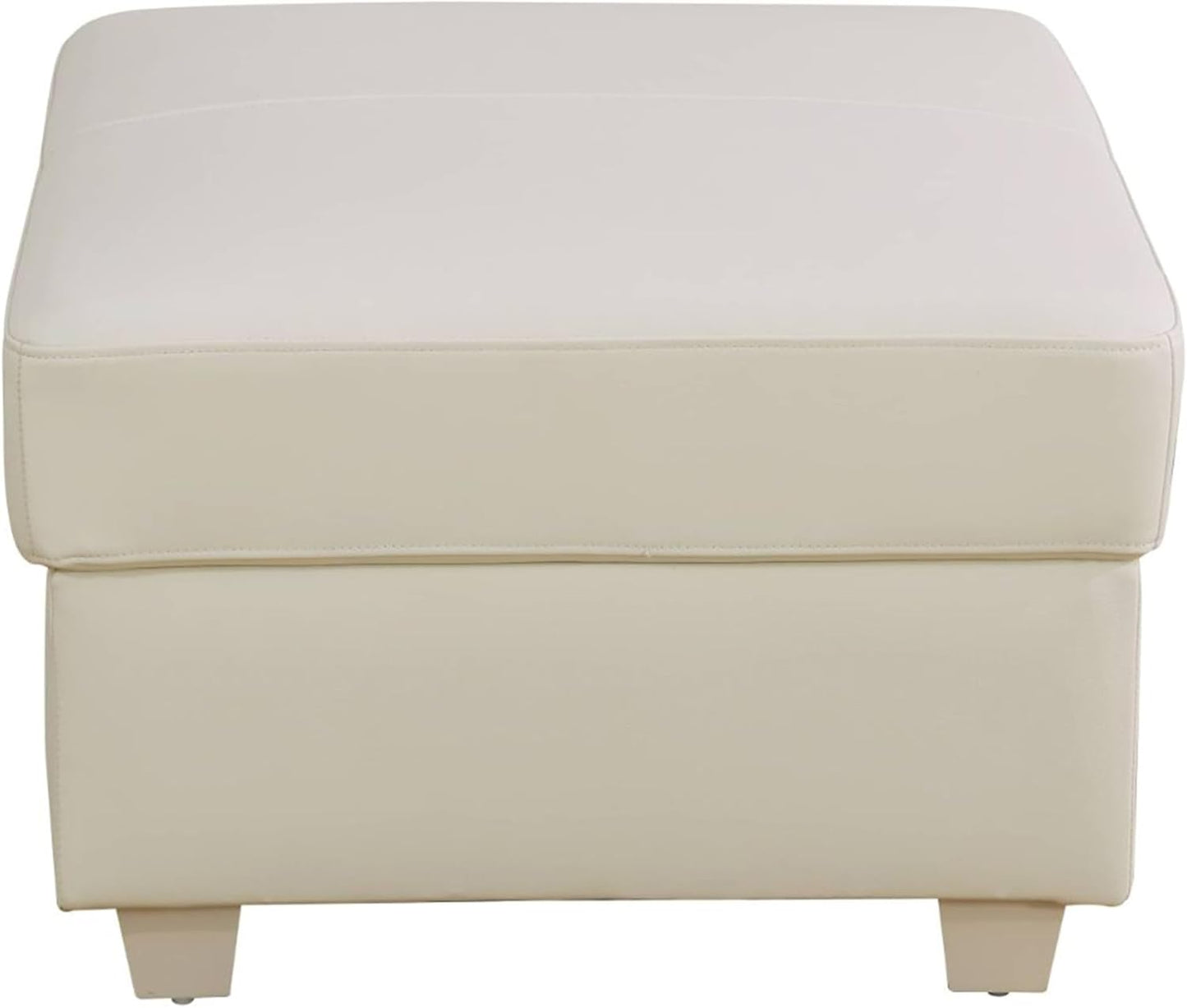 Ottoman Rectangular Storage Ottoman Bench, Genuine Cow Leather Footrest, Coffee Table, Stool Footstool with Hinged Lid for Living Room, Bedroom, Entryway, White, 36.5"x28"x18.5"