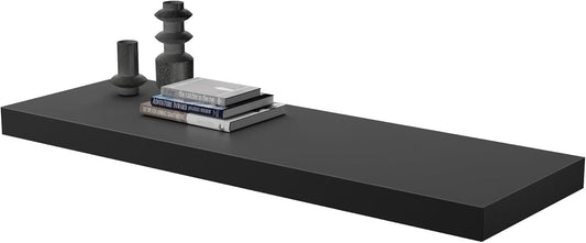 Large Floating Shelves for Wall Set of 1 Wooden Wall Shelves 30 in x 12.75 in x 2 in Room Decor Long Shelf with Invisible Wall Mount Bracket for Bedroom Kitchen Living Room Black