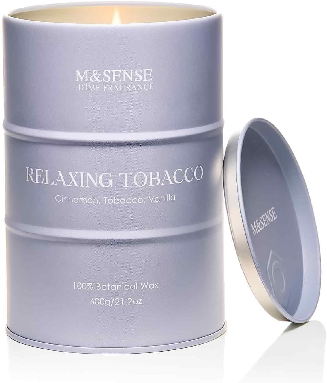 M&SENSE Tobacco Scented Candles Large, Natural Soy Candles 21.2oz 120 Hour Slow Burning,Aromatherapy Candle for Stress Relief Meditation Relaxing