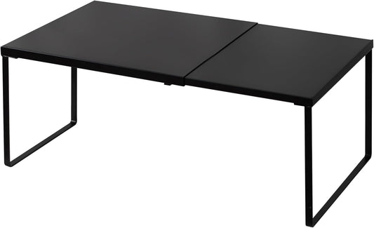 Nxconsu Cabinet Shelf Expandable Organizer Riser Rack for Kitchen Pantry Cupboard Under Sink Countertop Home Organization Extra Storage Space Saver Heavy Duty Metal Edgeless Design Black Large