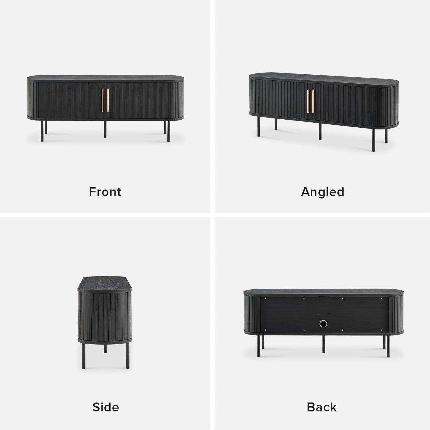 mopio Quin TV Stand, Mid Century Modern for 55/60/65 inch TV, Farmhouse TV Stand, Entertainment Center with Storage, TV and Media Console for Living Room (Black, 59" Tambour)