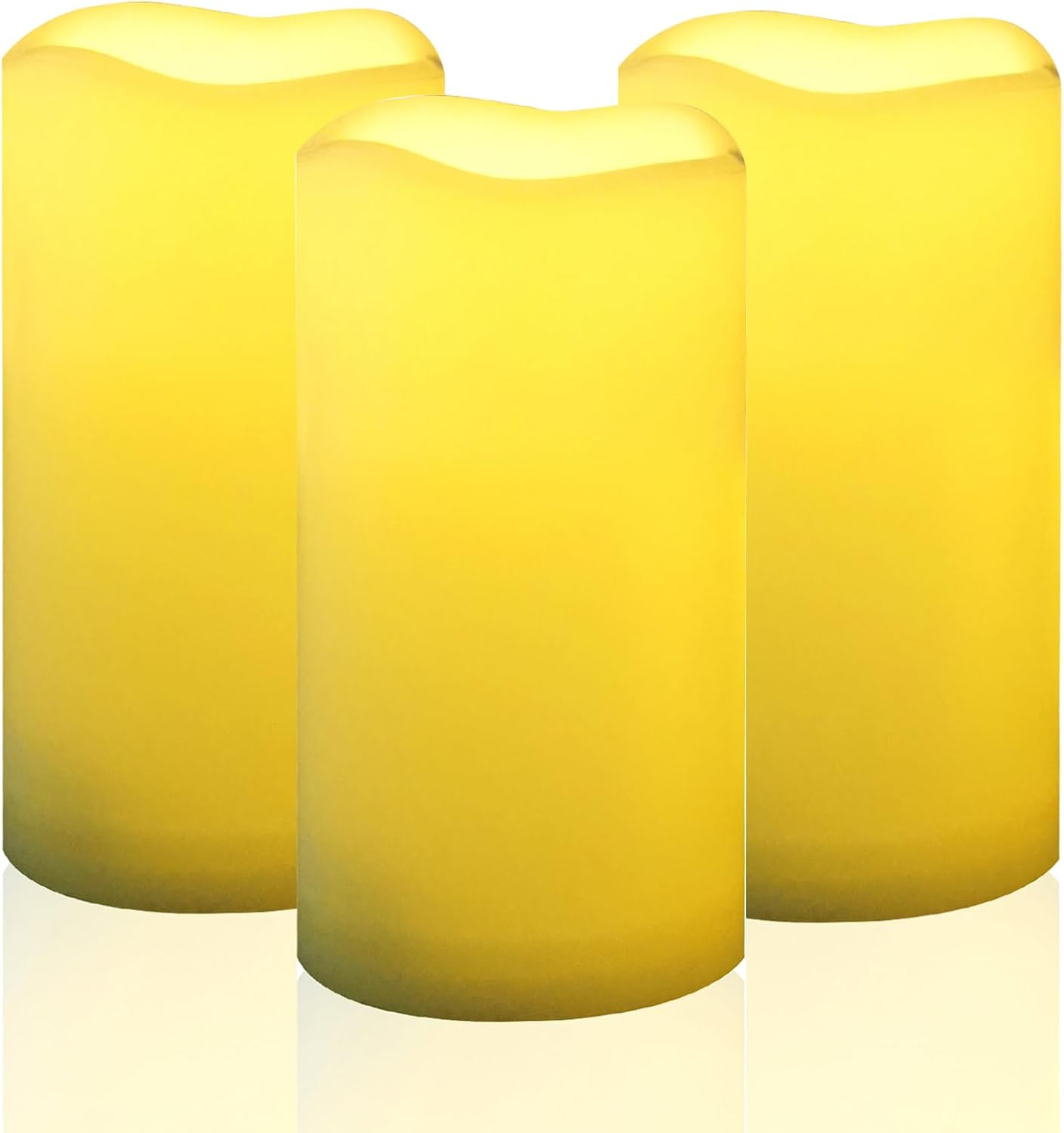 CANDLE CHOICE Waterproof Outdoor Battery Operated Flameless Candles with Remote Timer Plastic Flickering Fake Electric LED Pillars for Lantern Garden Wedding Christmas Decorations 3x6 Inches 3 PCS