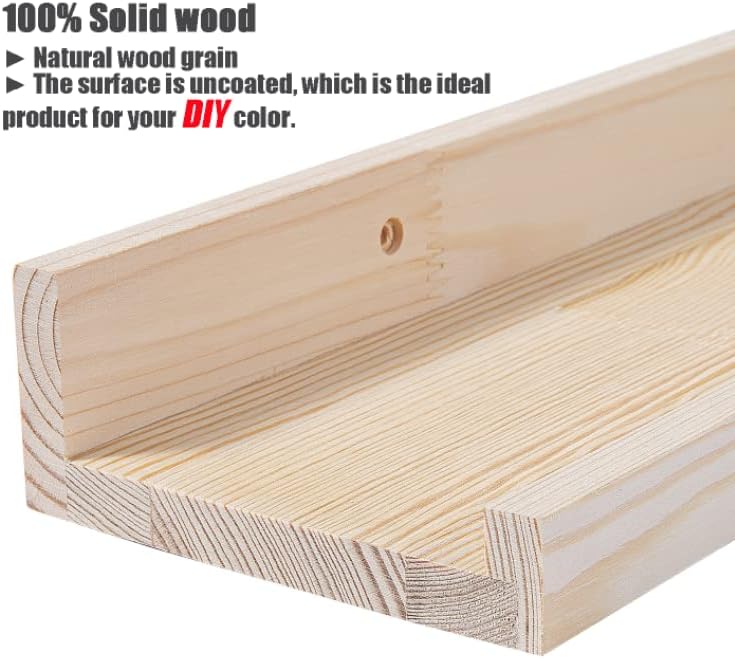 AZSKY Floating Picture Shelves 24 Inch a Set of 3 Wall Mount Long Narrow Photo Ledge Photo Frame Display Shelf Vintage Bookshelf for Nursery Mounting Hardware Included