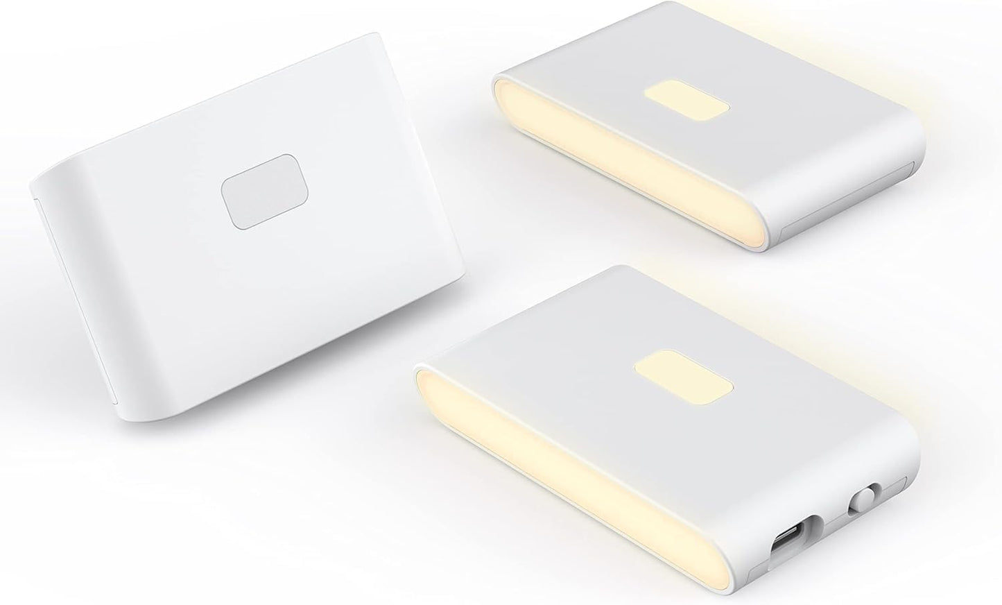 Rechargeable LED Night Lights with Motion & Dusk-to-Dawn Sensors - Soft White Stair Lights for Bathroom, Hallway, Bedroom - Magnetic Mount, Expandable Link System - 3 Pack