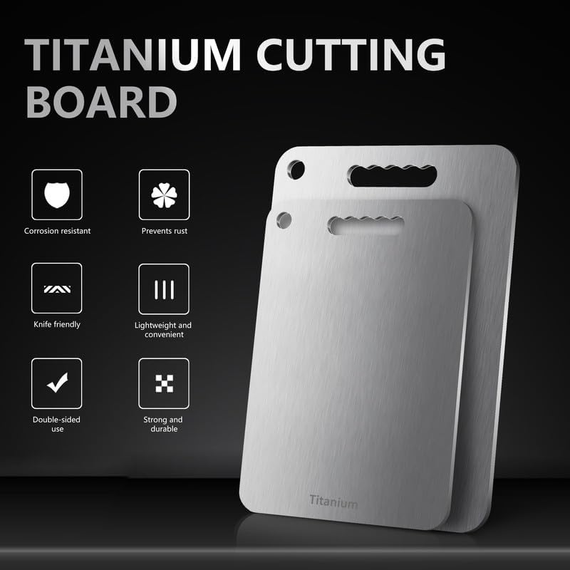 Titanium Cutting Board Ultra-Lightweight,Non-Toxic,Food-Grade Pure Titanium Cutting Boards for Kitchen Dishwasher Safe Double Sided High - End Chopping Board for Meat Vegetable Fruit