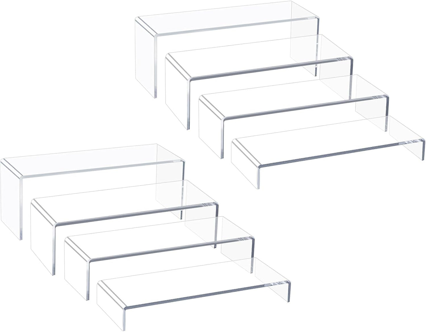 Acrylic Display Risers,12'' Large Display Stands, Thickened to 0.2''(5mm) Stackable Acrylic Shelves for Perfume Display, Clear Risers for Cupcake Stand,Pop Figurines,Tumbler,Food (Clear, 8PCS)
