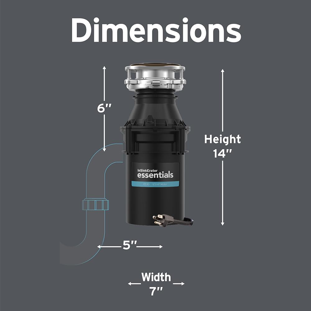 InSinkErator ES30 W/C 1/3 HP Motor Continuous Feed Kitchen Garbage Disposal with Power Cord