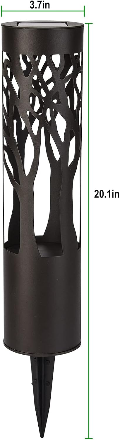 4Pack Solar Pathway Lights Outdoor, Landscape Lighting Dust to Dawn Solar Lights for Garden Decor, Metal Path Lights Solar Powered for Yard Lawn Patio Walkway Warm Yellow