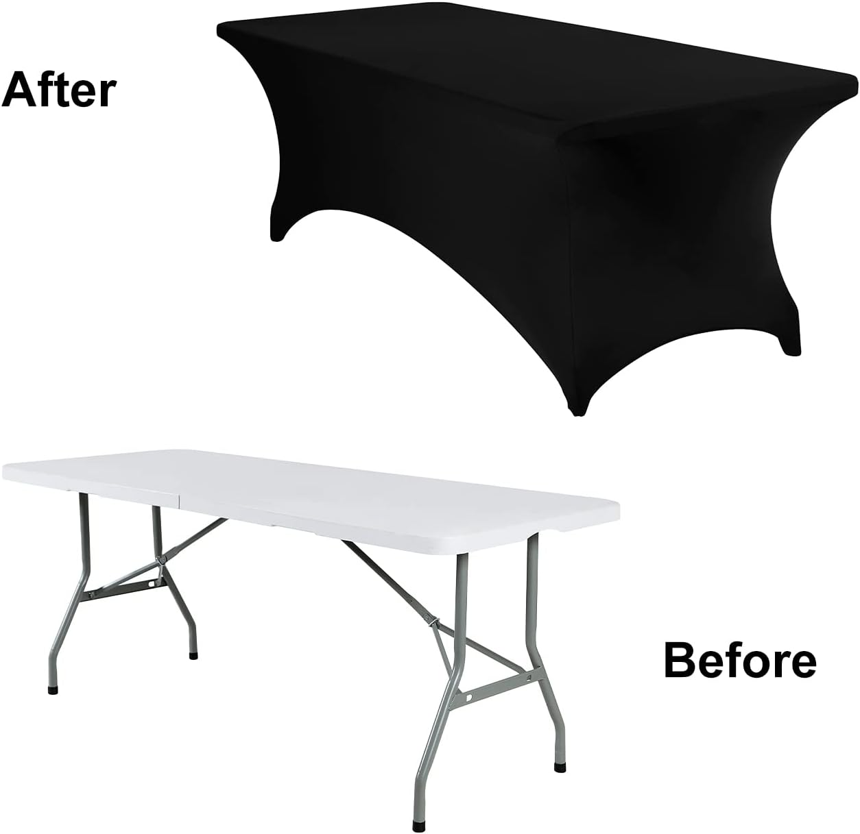 Spandex 8ft Waterproof Table Cover for Party,Wedding, Banquet, and Events(Black)