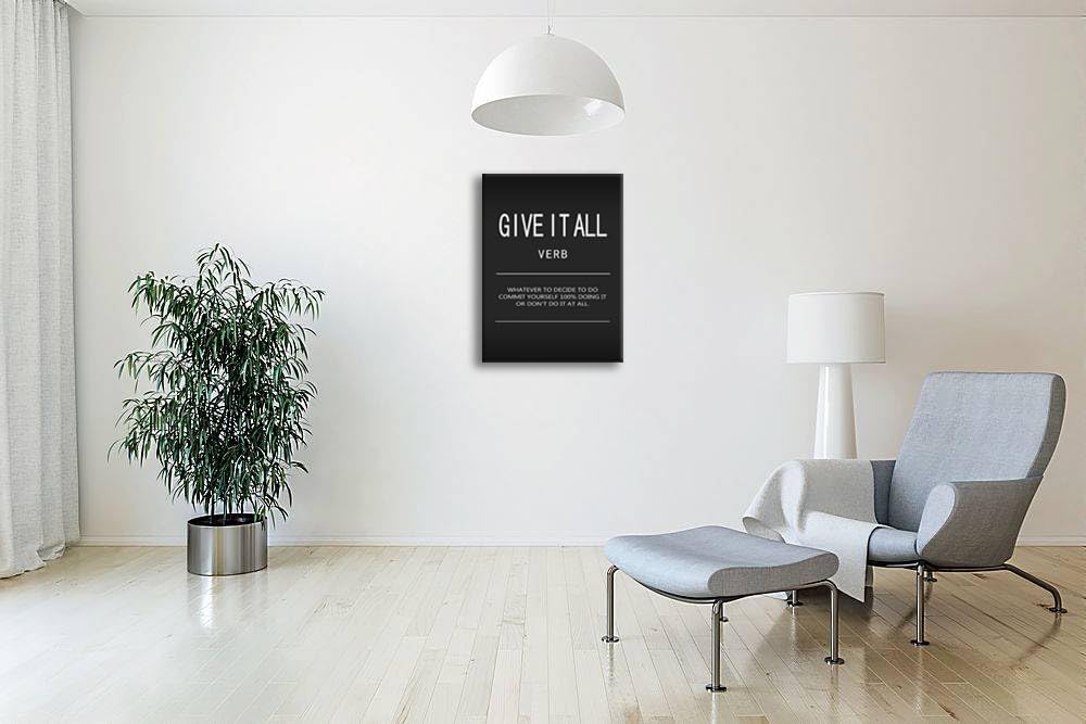 Give It All Verb Poster Home Wall Decor Inspirational Canvas Wall Art Motivational Painting Positive Entrepreneur Quotes Pictures Print Artwork Bedroom Classroom Office Wall Decor Framed[30" W X 40" H]