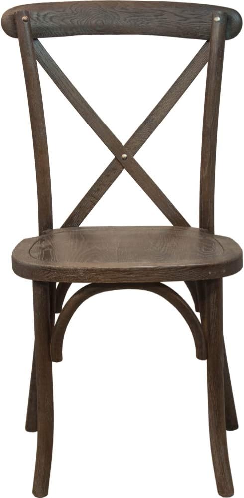 EMMA + OLIVER Gray Wash Dark Driftwood X-Back Chair