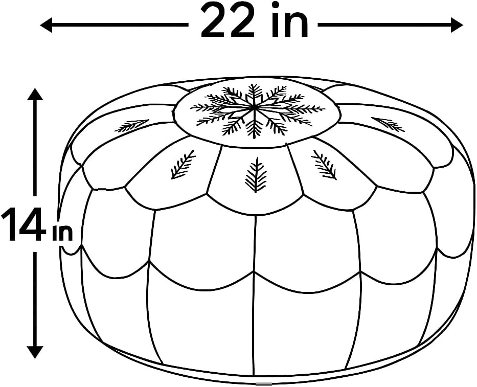 Stuffed Arch Design Moroccan Leather Pouf Ottoman, Handmade, Pre-Filled, 100% Genuine Leather, 14” Height x 22” Diameter – Boho Chic Footstool & Living Room Décor