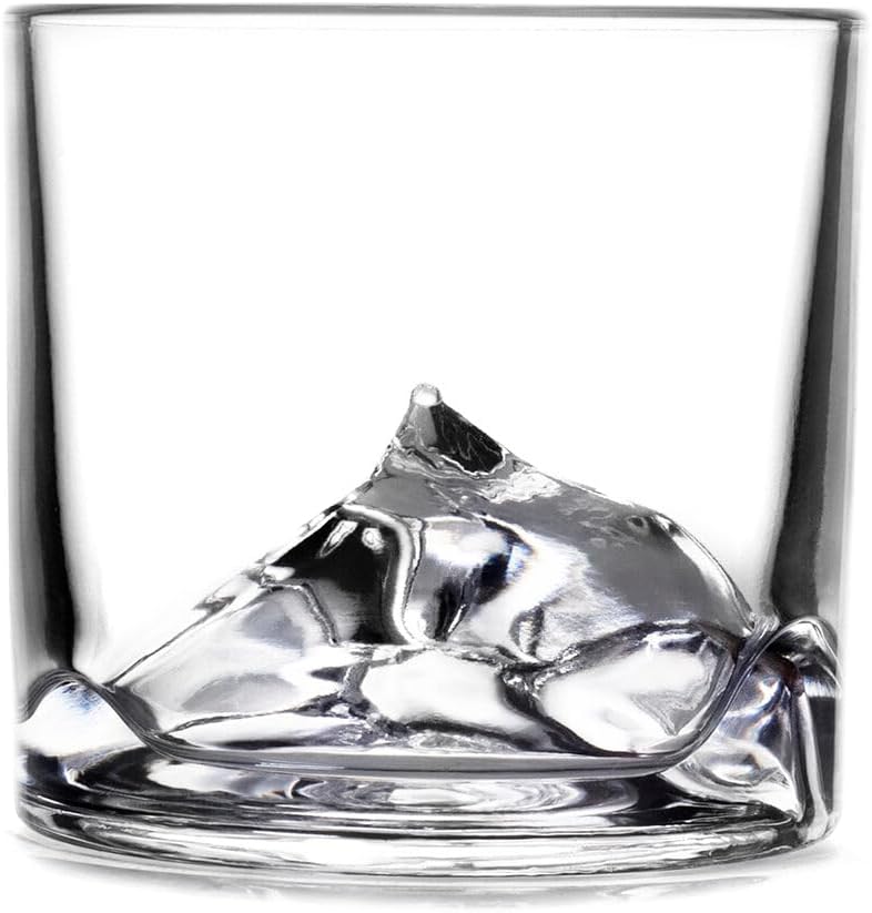 Mount Everest Heavy Crystal Whiskey Glasses Gift Set of 4, Thick Freezable Bourbon Glass 1lb Each, Premium Whiskey Gifts for Men, Frozen Crystal Chills Cocktails, 10 oz