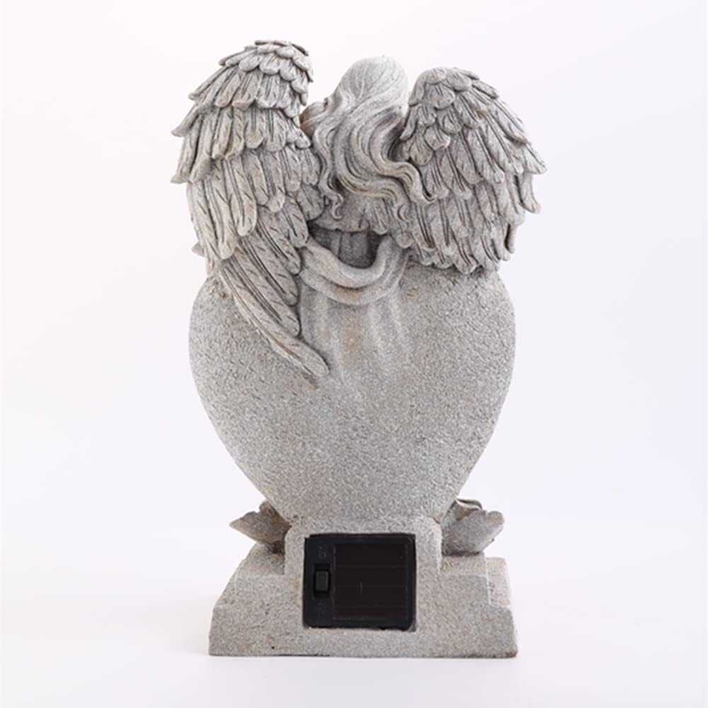 Garden Angel Statue with Cross Solar LED Light, Memorial Gifts for Loved Ones, Cemetery Grave Decorations