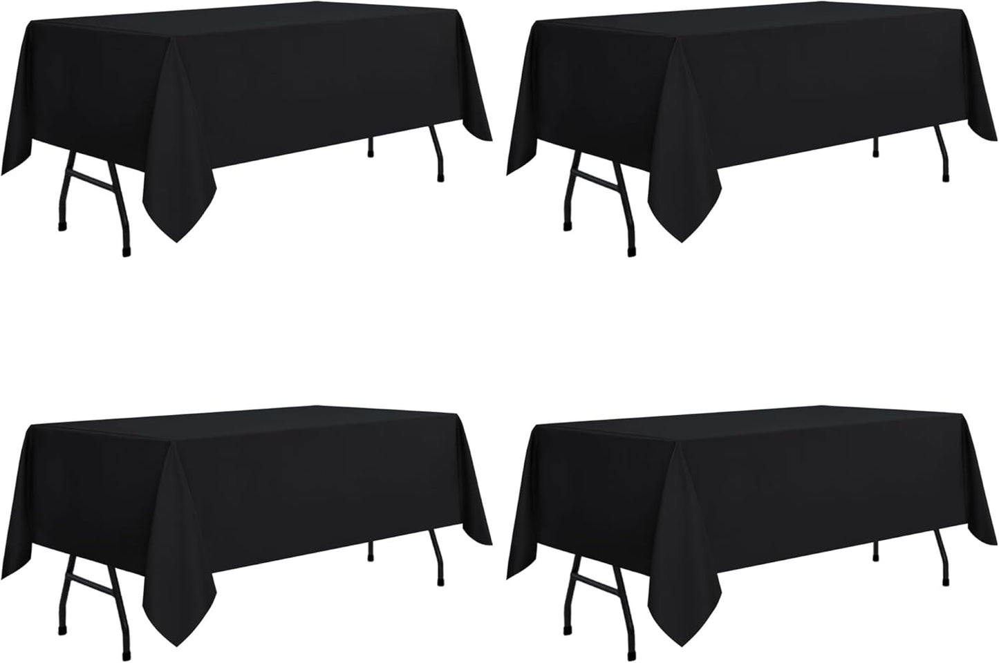 sancua 4 Pack Black Tablecloth 60 x 84 Inch, Rectangle Table Cloth for 4ft Tables - Stain and Wrinkle Resistant Washable Polyester Table Cover for Dining Wedding Banquet Party Buffet Restaurant