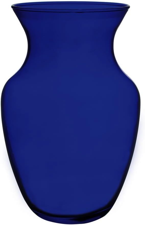 Floral Supply Online - 8" Rose Vase and Flower Guide Booklet - Decorative Glass Flower Vase for Floral Arrangements, Weddings, Home Decor or Office. (Cobalt)