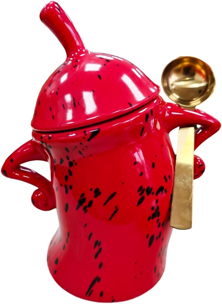 Ceramic Kitchen Canister with Silicone Seal Lid,Modern Elegant Design Airtight Lid Storage Food Jar Canister for Kitchen Sugar Coffee Tea Spice or More (Red)