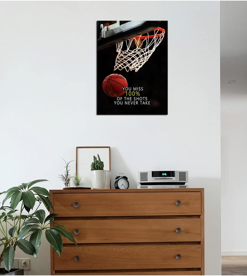 Motivational Sports Star Quotes Canvas Wall Art Inspirational Positive Affirmation Poster Decor Print Modern Inspiring Picture Painting Framed Artwork for Office Home Wall Decor[18''W X 24''H]