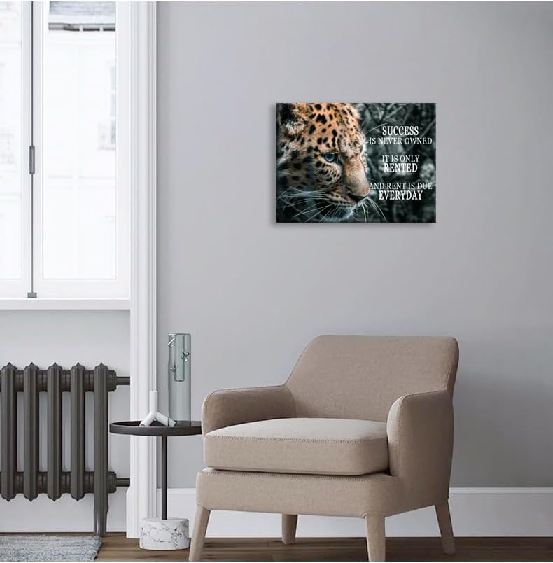 Motivational Wall Decor Success Entrepreneur Quotes Posters Success Is Rented Inspirational Wall Art For Office Living Room Bedroom Office Bathroom Canvas Print Framed Ready to Hang[18" W X 24" H]