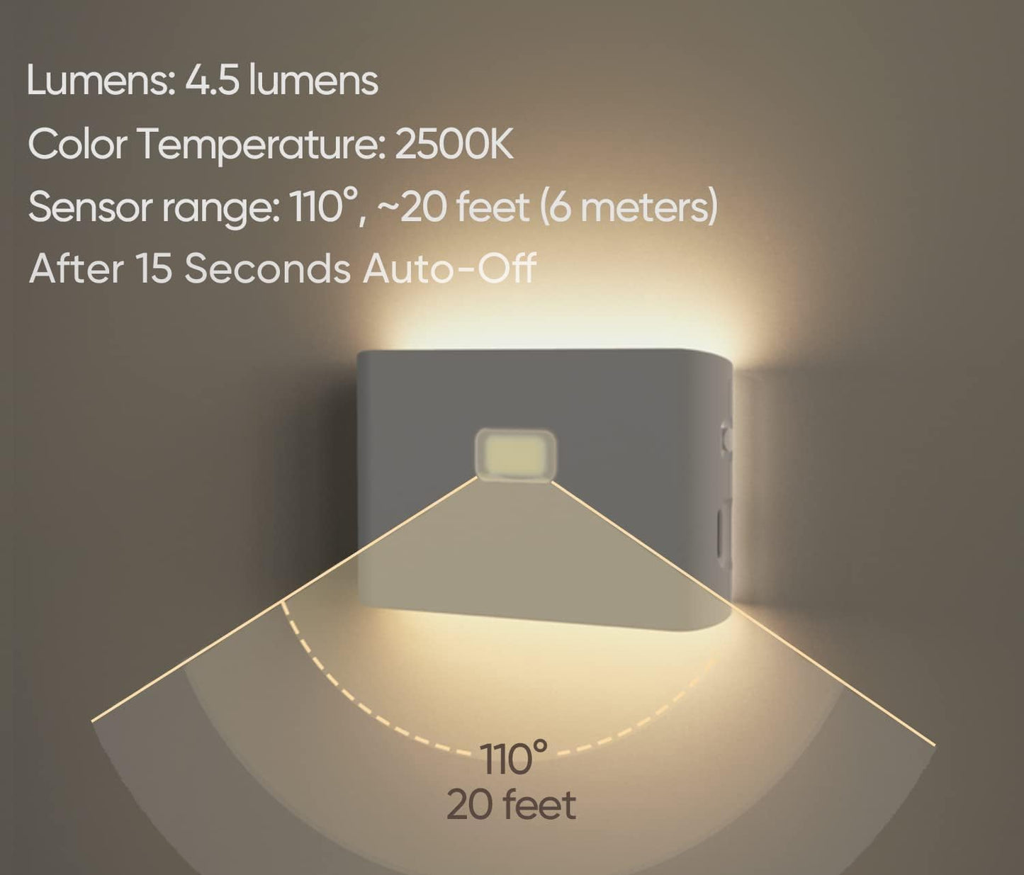 WYZE Rechargeable Night Lights with Dusk to Dawn & Motion Sensors, Warm & Soft White Stair Lights for Bathroom, Hallway, Linkable, Magnetic Mount, 3 Pack