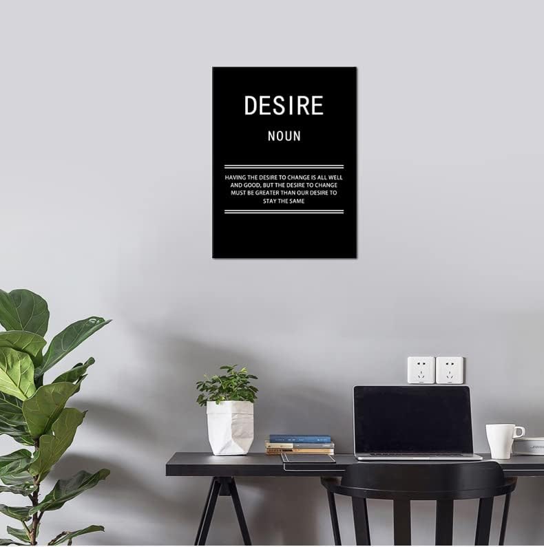WYJZDZQ8 Desire Noun Motivational Posters Inspirational Wall Art Picture Prints on Canvas Modern Home Decor Painting Artwork for Living Room Office Stretched and Framed Ready to Hang [18''W x 24''H]
