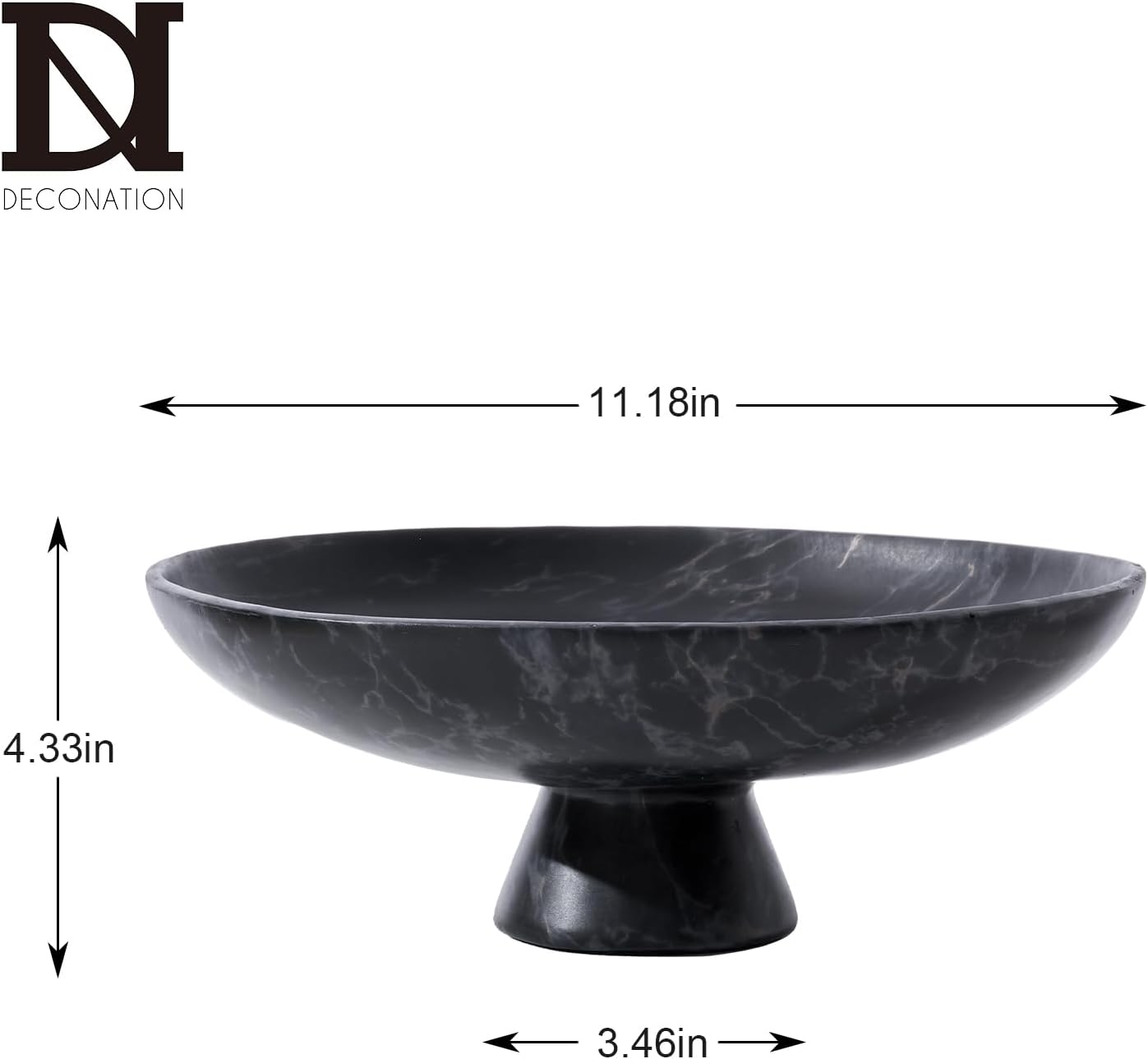 DN DECONATION Black Resin Decorative Bowl for Home Decor, 11.2" Pedestal Kitchen Fruit Bowl/Key Holder/Potpourri for Entryway Table, Coffee Table, Dining Room,Table Centerpiece, Black Decor
