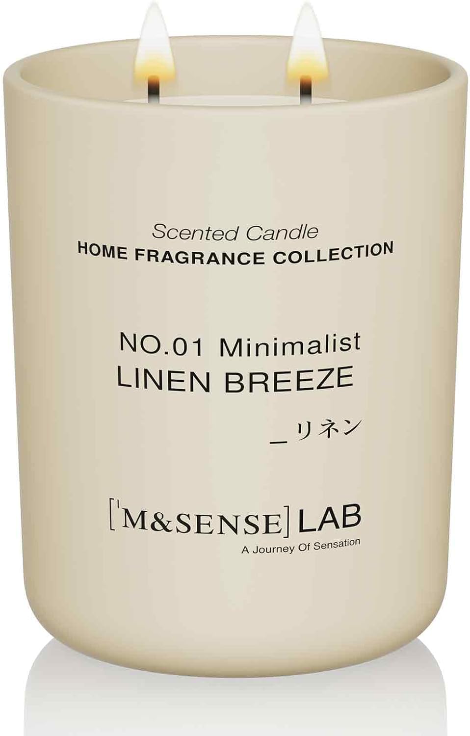 M&SENSE Natural Soy Candle| Linen Breeze | 16.6 oz, 95H Burn | Minimalist Scented Candle for Relaxation, Gifting, Home Décor | for Bedroom, Office, Party Large