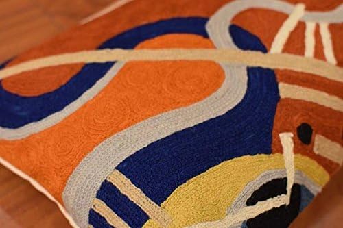 Lumbar Kandinsky Modern Pillow Cover Intuitive Mid Century Chair Cushions Rust Abstract Pillowcase Contemporary Couch Pillowsham Hand Embroidered Cushion Wool Size 14x20