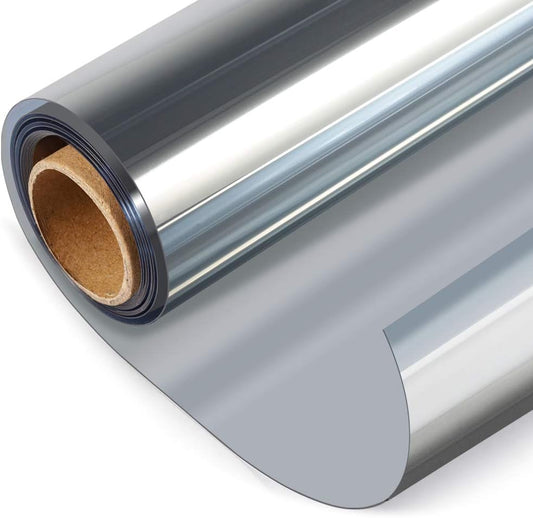 HIDBEA One Way Privacy Window Film, Daytime Privacy Sun Blocking Anti UV Reflective Window Film Heat Control Static Cling Window Tint Film for Home and Office, Silver, 41.3 x 78.7 Inch