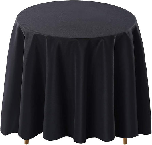 Surmente Black Tablecloth for Round Tables, 90-inch Round Table Cloths for Weddings, Banquets, or Restaurants