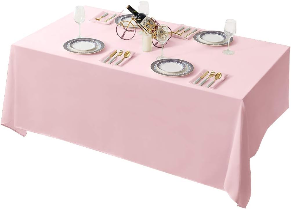 Surmente Pink Tablecloth 90 x 132-inch Rectangular Polyester Table Cloth for Weddings, Banquets, or Restaurants