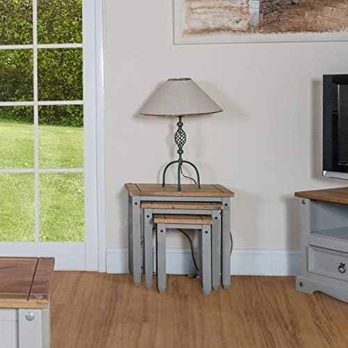 Wood Nest of 3 Tables Corona Gray