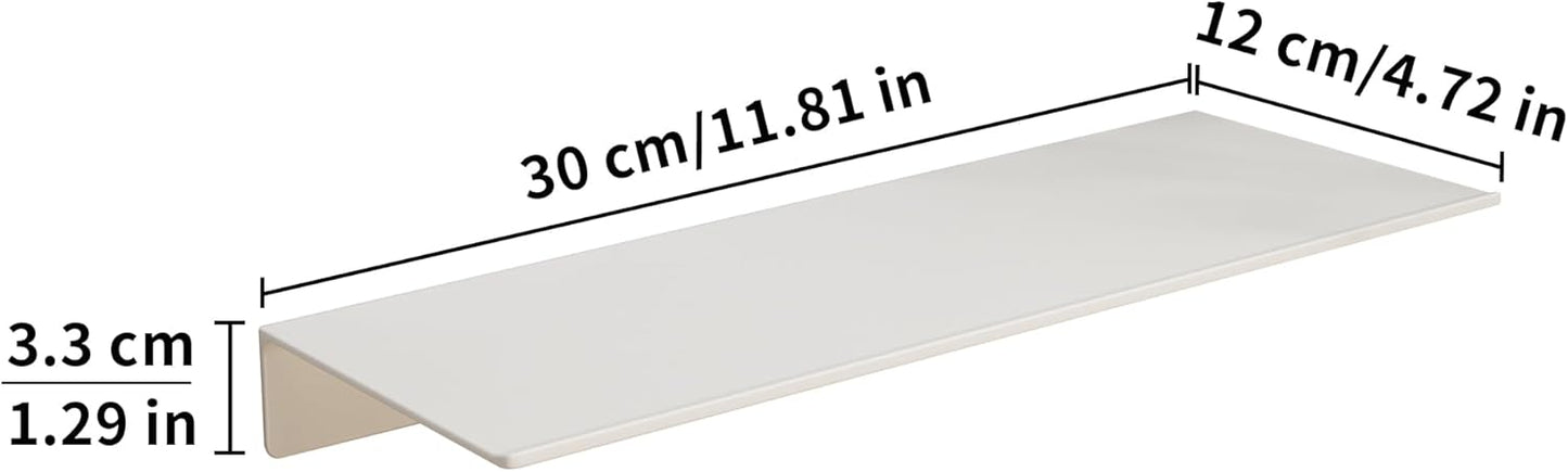 JOOM White Metal Floating Shelf - Floating Shelf, Small Bathroom Shelf, Display Shelves for Wall Storage (12 in)