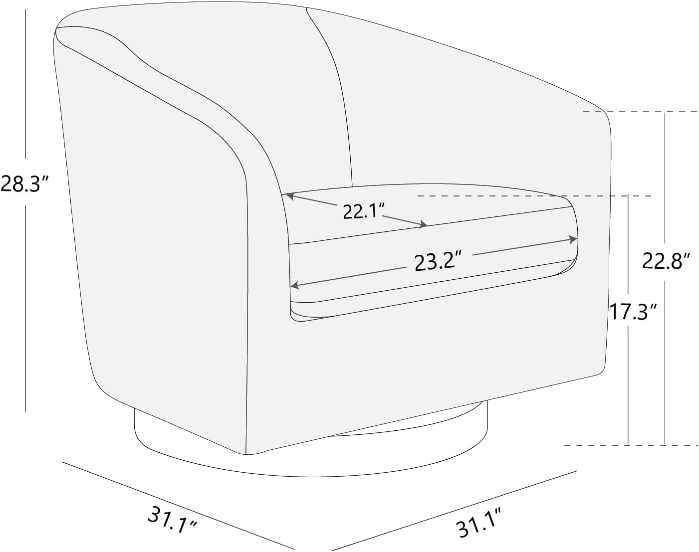 CHITA Swivel Accent Chair, FSC Certified Upholstered Fabric Barrel Chair for Living Room, Fully Assembled, Dark Grey
