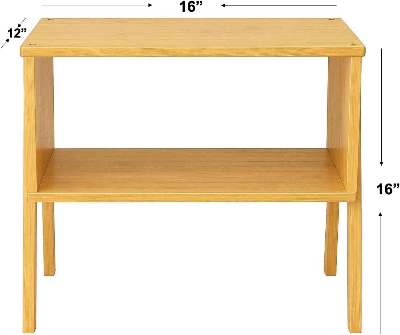 Bamboo End Table for Living Room – Low Side Table with Storage Shelf, Minimalist Accent Table with Natural Wood Finish, Small Modern Nightstand for Sofa or Couch Side