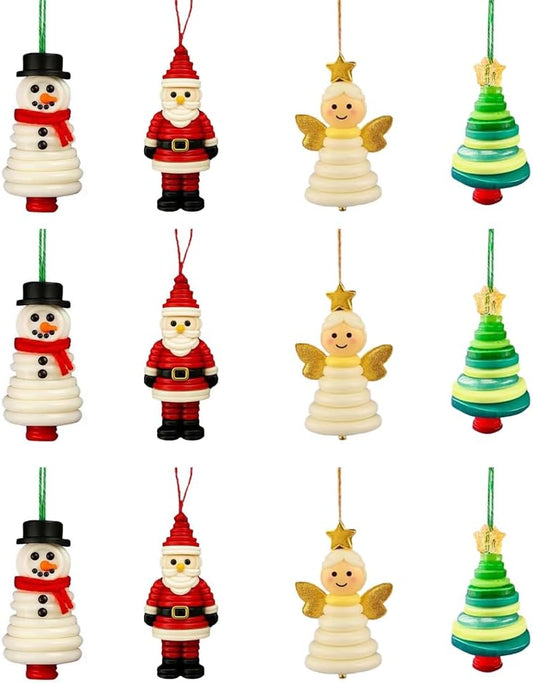 DIY Christmas Button Ornament Making Set - Snowman/Santa/Angel, Fun Holiday Craft Kit for All Ages, Ideal Xmas Tree Hanging Decor & Festive Gifts (E 12)