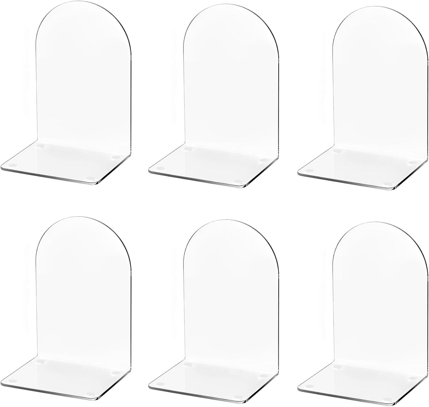 Lulonpon 6 Pieces Book Ends, Bookends, Books End for Shelves, Books End for Heavy Books, Clear Bookends, Acrylic Book Ends for School, Library,Desktop Organizer and Book Shelves