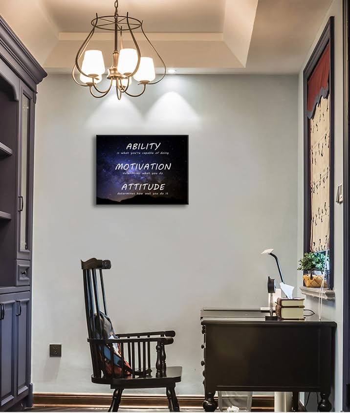 Inspiring Canvas Wall Art Prints Paintings Posters Inspirational Ability Motivation Attitude Motivational Entrepreneur Positive Quote Modern Office Bedroom Decor Framed Ready to Hang [18''Wx 24''H]