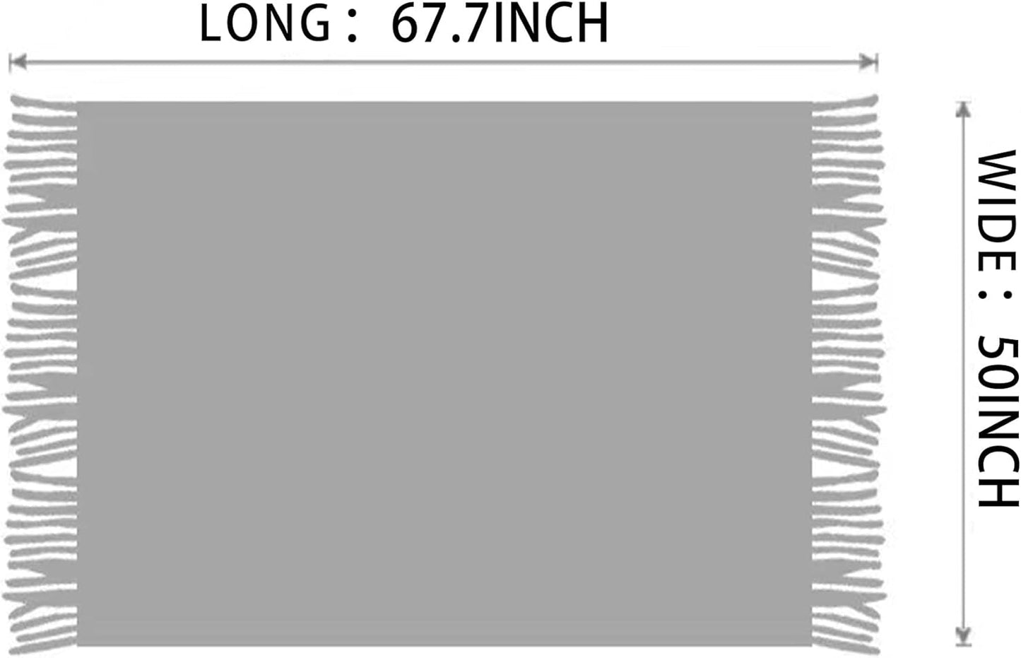 Boho Throw Blanket - Bohemian Fringe Tassels， for Bed Couch Soft ChairBlanket Double Sided (50"x70") (Blue)