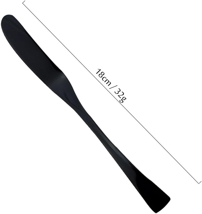 JASHII 18/10 Stainless Steel 4 Piece Mirror Polished Black Butter Knife Bagels Cheese Knife Black Server Utensil Set