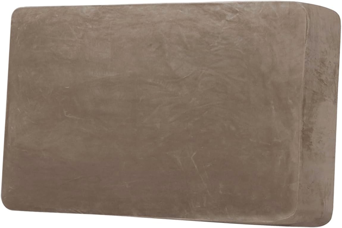 H.VERSAILTEX Velvet Stretch Individual Cushion Cover Plush Cushion Slipcover for Loveseat Sofa Furniture Protector Seat Cushion Sofa Cover (1 Piece Loveseat Cushion Cover, Mocha)