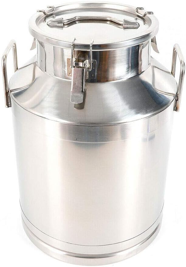 Stainless Steel Milk Can, 50L/13.2 Gallon Heavy Duty Airtight Storage Canister Milk Bucket with Lid, Embedded Silicone Milk Jug Wine Pail Water Cereals Bucket with Three Latches and Two Handles