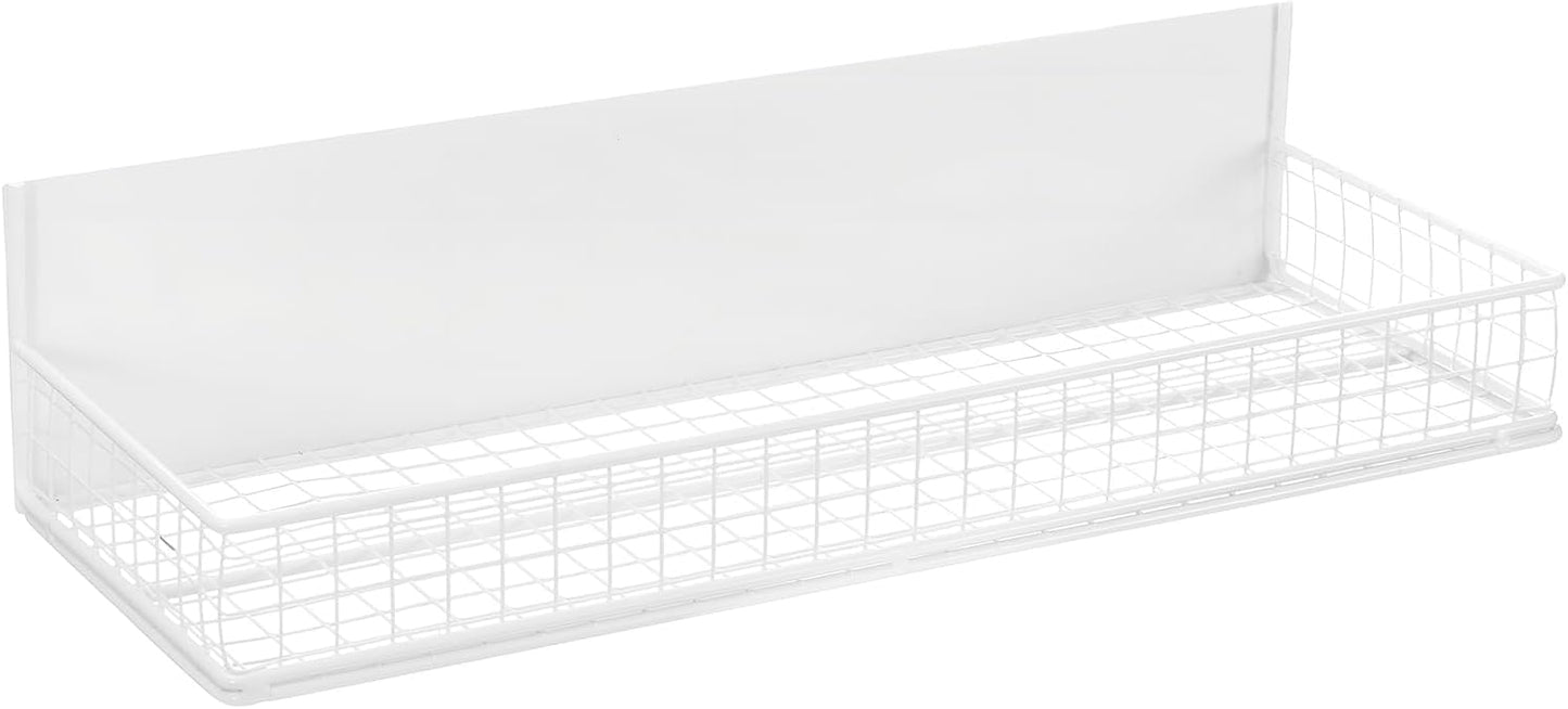 Magnetic Storage Basket, Magnetic Shelf for Fridge,Magnetic Spice Rack Wire Mesh Magnetic Organizer Holder Accessories for Office Kitchen Classroom Storage, White, 13.77" x 5.11" x3.26"
