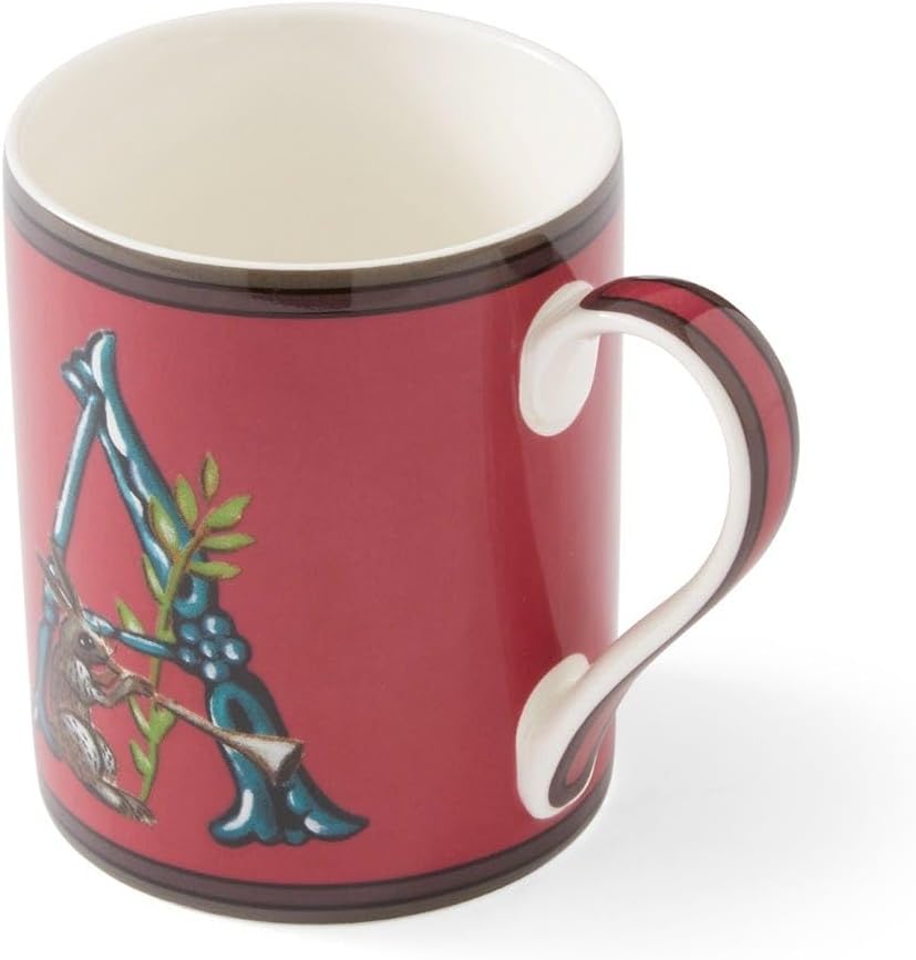 Spode Kit Kemp Alphabet Mug - Letter A Monogram in Fine China, 12oz Ceramic Coffee Cup for Hot Drinks, Personalized Drinkware for Unique Gifts, Dishwasher Safe Tea or Coffee Mug - Gift Box Included