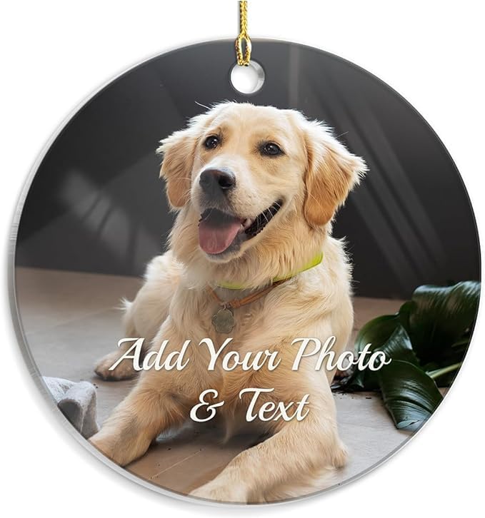 Personalized Dog Photo Christmas Ornaments, Custom Dog Acrylic Ornament with Pictures, Gifts for Christmas Dog Lovers, Dog Mom Dad