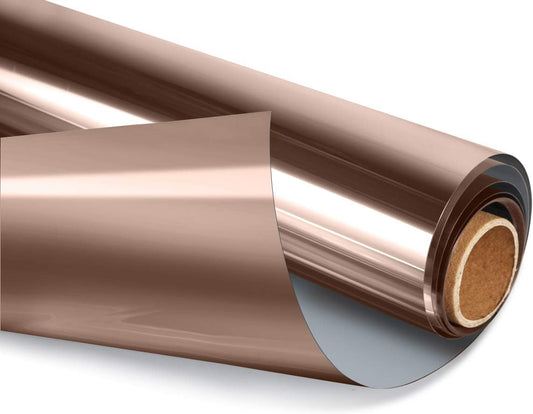 HIDBEA Window Privacy Film Daytime, Heat Control Anti UV Reflective One Way Mirror Window Tint for Home, Non-Adhesive Self Static Cling Window Stickers (Brown-Silver, 17.5 Inch x 6.5 Feet)