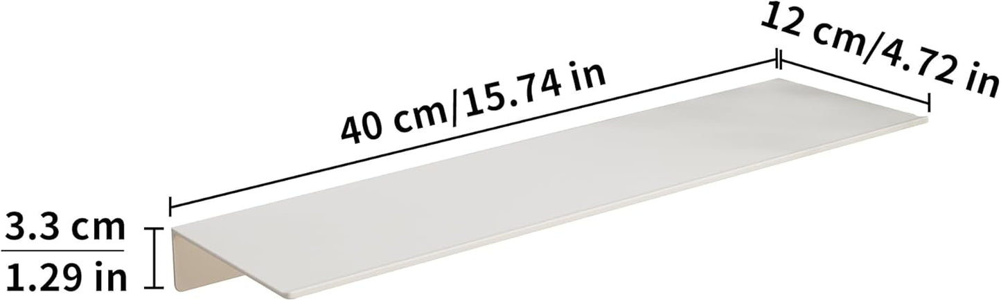 JOOM White Metal Floating Shelf - Small Bathroom Display Shelf for Wall Storage (White, 16 in)